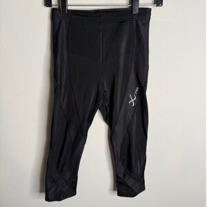 CWX Womens Black Compression Capris Athletic Workout Leggings Size M